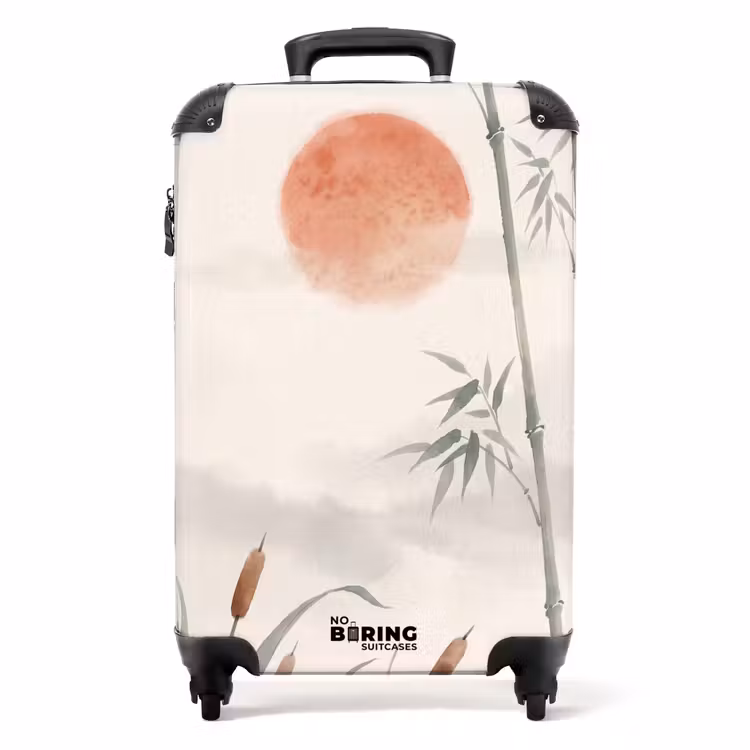 Koffer - Minimalistisch - Bamboe - Groen - Minimalistisch - Bamboe - Groen NBS - Handbagage koffer - Volwassenen Unisex middel