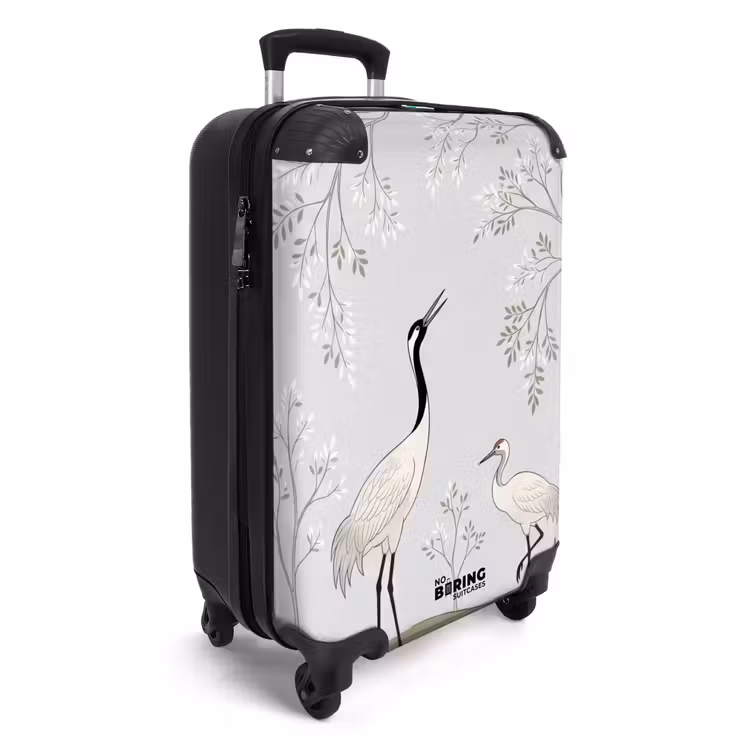 Koffer - Minimalistisch - Kraanvogels - Blauw - Minimalistisch - Kraanvogels - Blauw NBS - Handbagage koffer - Volwassenen Unisex middel