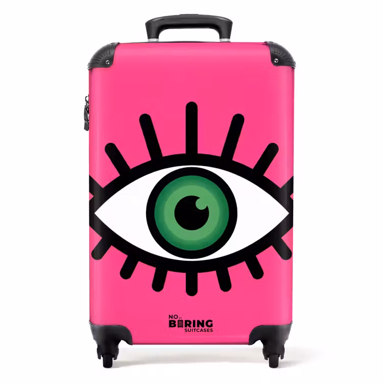 Minimalistisch - Oog - Roze NBS - Handbagage koffer - Volwassenen Unisex middel -productfoto_recht