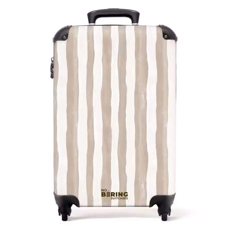 Minimalistisch - Strepen - Beige NBS - Handbagage koffer - Volwassenen Unisex middel -productfoto_recht