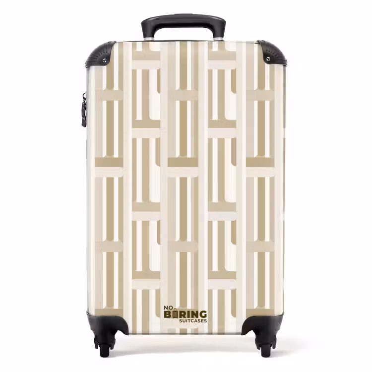 Modern - Geometrisch - Beige NBS - Handbagage koffer - Volwassenen Unisex middel -productfoto_recht