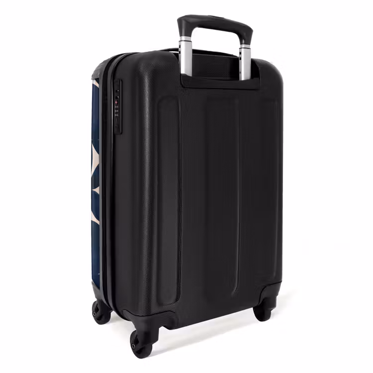 Modern - Geometrisch - Blauw NBS - Handbagage koffer - Volwassenen Unisex middel -achterkant