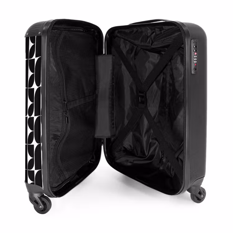 Modern - Geometrisch - Zwart NBS - Handbagage koffer - Volwassenen Unisex middel -binnenkant