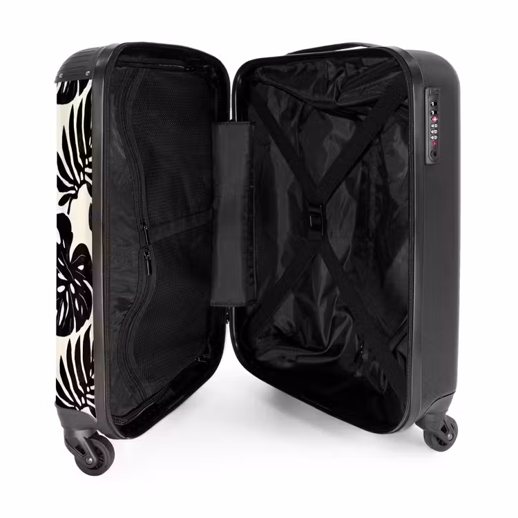 Modern - Monstera - Zwart NBS - Handbagage koffer - Volwassenen Unisex middel -binnenkant