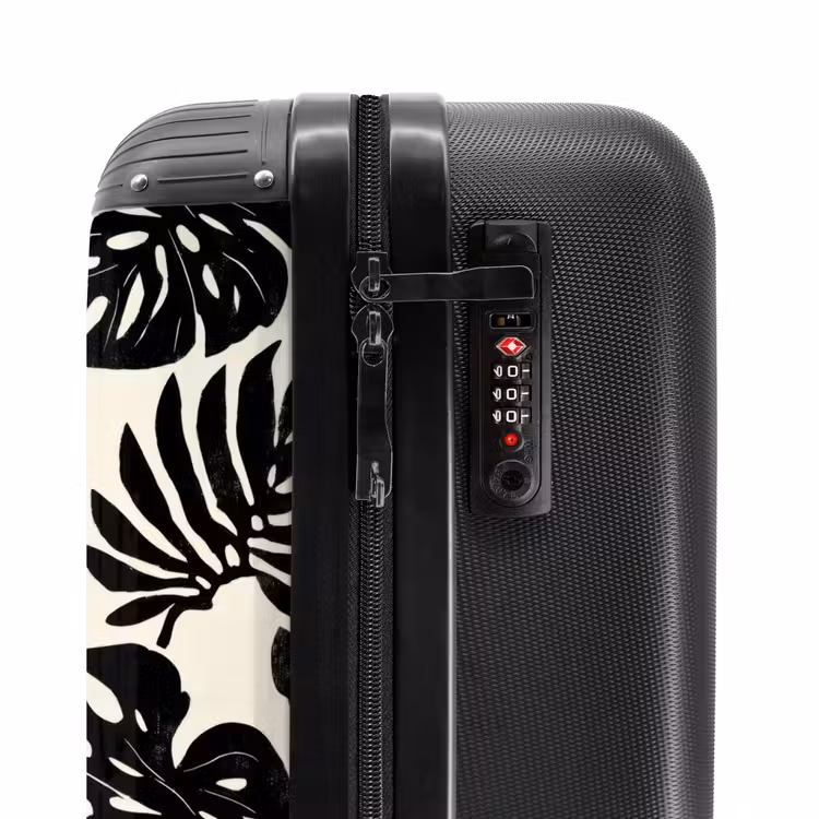 Modern - Monstera - Zwart NBS - Handbagage koffer - Volwassenen Unisex middel -slot