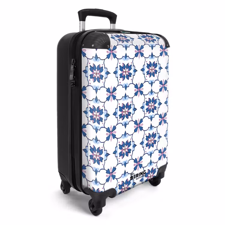 Modern - Patroon - Blauw - Roze NBS - Handbagage koffer - Volwassenen Unisex middel -productfoto_3d