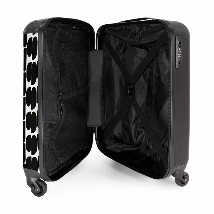 Modern - Patroon - Zwart NBS - Handbagage koffer - Volwassenen Unisex middel -binnenkant