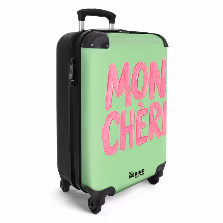 Mon cheri - Groen - Roze NBS - Handbagage koffer - Volwassenen Unisex middel -productfoto_3d