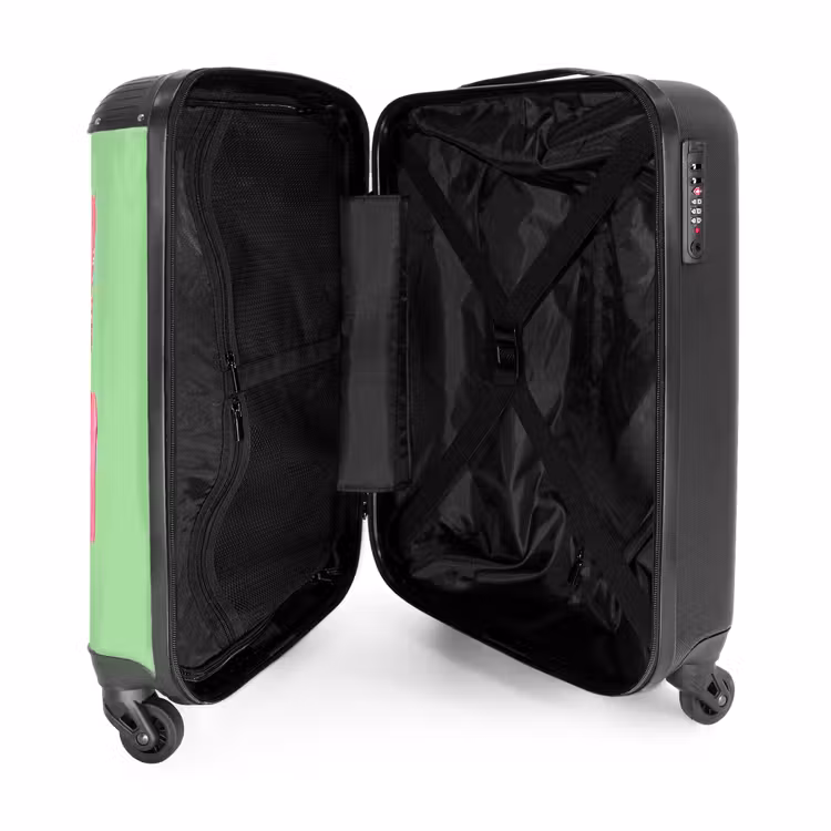 Mon cheri - Groen - Roze NBS - Handbagage koffer - Volwassenen Unisex middel -binnenkant