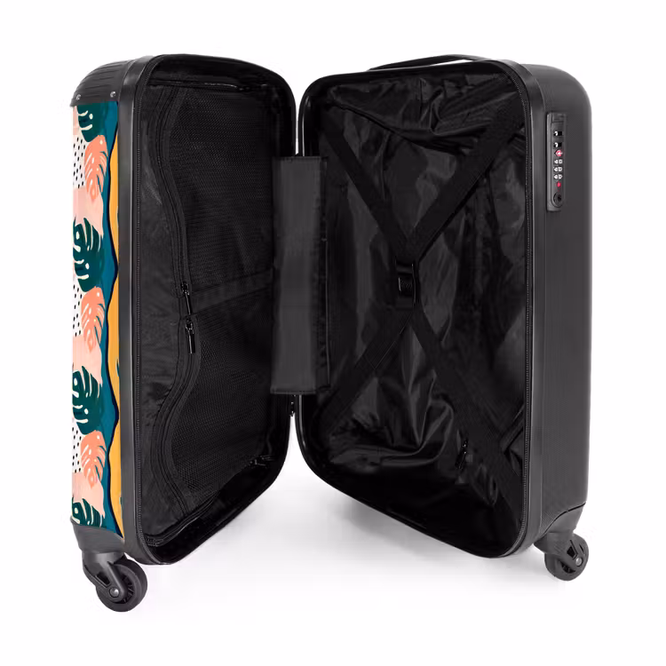Monstera bladeren in diverse kleuren NBS - Handbagage koffer - Volwassenen Unisex middel -binnenkant