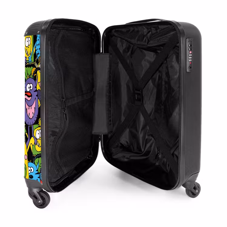 Monsters met Felle Kleuren NBS - Handbagage koffer - Unisex middel -binnenkant