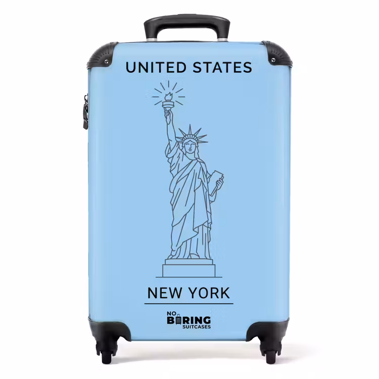 Koffer - Monument - Vrijheidsbeeld - New York - Minimalistisch - Blauw - Monument - Vrijheidsbeeld - New York - Minimalistisch - Blauw NBS - Handbagage koffer - Volwassenen Unisex middel