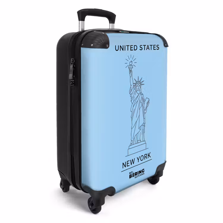 Koffer - Monument - Vrijheidsbeeld - New York - Minimalistisch - Blauw - Monument - Vrijheidsbeeld - New York - Minimalistisch - Blauw NBS - Handbagage koffer - Volwassenen Unisex middel