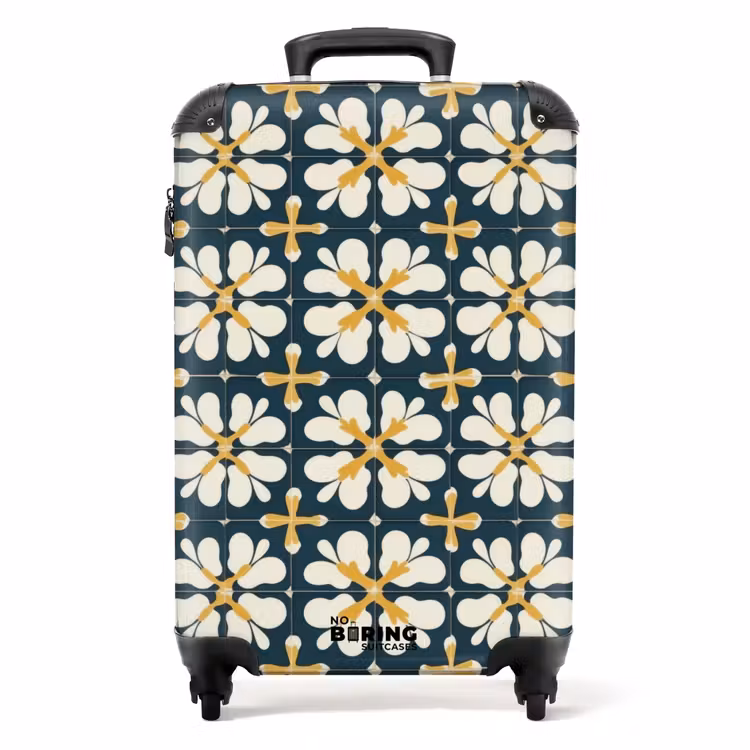 Motief - Tegel - Okergeel NBS - Handbagage koffer - Volwassenen Unisex middel -productfoto_recht