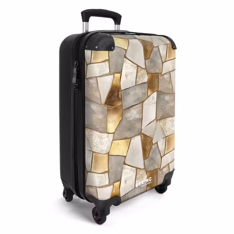 Mozaïek - Marmer - Goud NBS - Handbagage koffer - Volwassenen Unisex middel -productfoto_3d