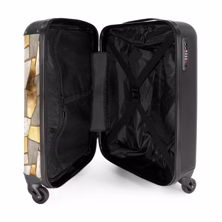 Mozaïek - Marmer - Goud NBS - Handbagage koffer - Volwassenen Unisex middel -binnenkant