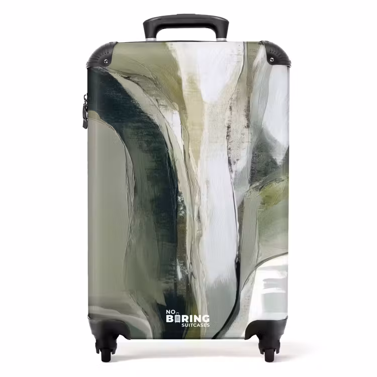 Natuur - Abstract - Groen - Penseelstreken NBS - Handbagage koffer - Volwassenen Unisex middel -productfoto_recht