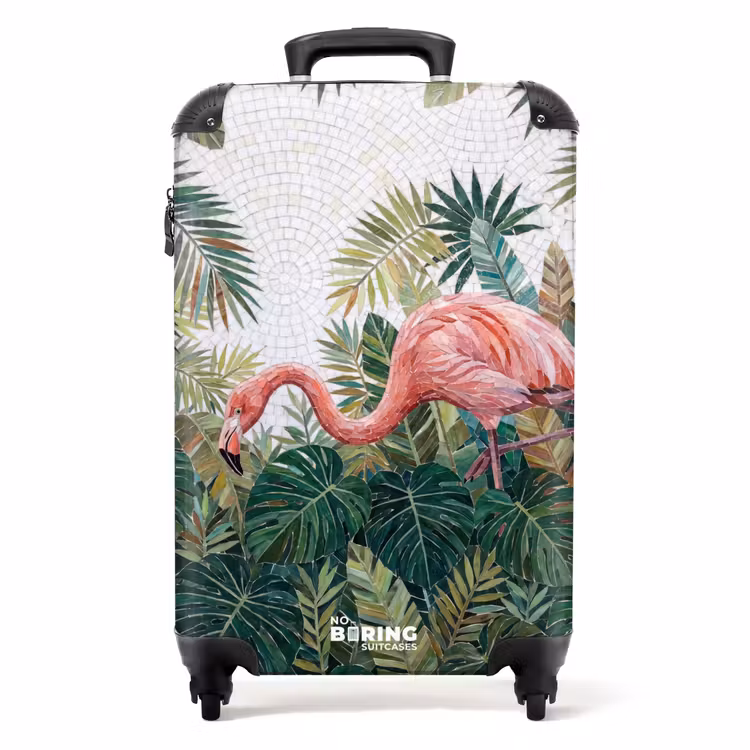 Koffer - Natuur - Bladeren - Abstract - Groen - Vogel - Natuur - Bladeren - Abstract - Groen - Vogel NBS - Handbagage koffer - Volwassenen Unisex middel