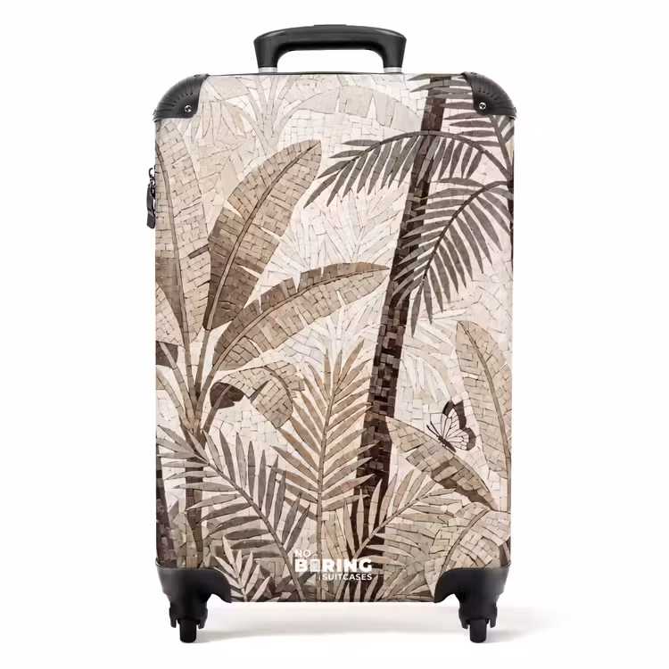 Koffer - Natuur - Bladeren - Landschap - Mozaïek - Beige - Natuur - Bladeren - Landschap - Mozaïek - Beige NBS - Handbagage koffer - Volwassenen Unisex middel