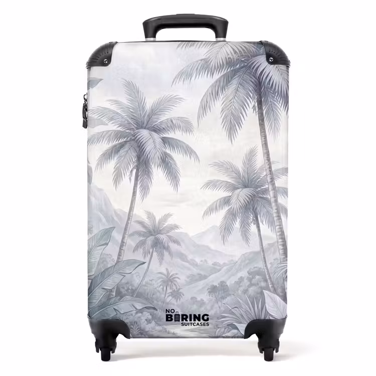 Koffer - Natuur - Boom - Tropisch - Landschap - Blauw - Natuur - Boom - Tropisch - Landschap - Blauw NBS - Handbagage koffer - Volwassenen Unisex middel