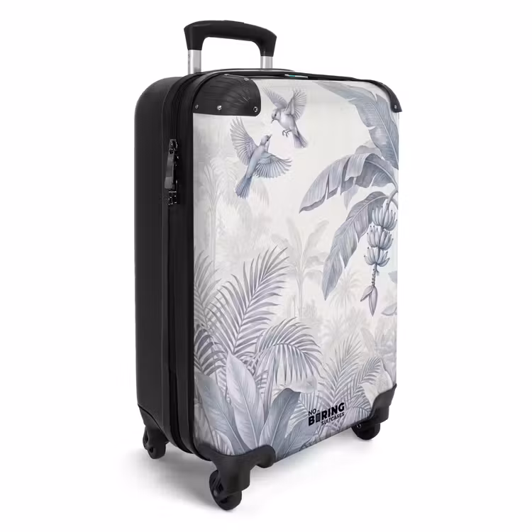 Koffer - Natuur - Vogel - Jungle - Illustratie - Blauw - Natuur - Vogel - Jungle - Illustratie - Blauw NBS - Handbagage koffer - Volwassenen Unisex middel