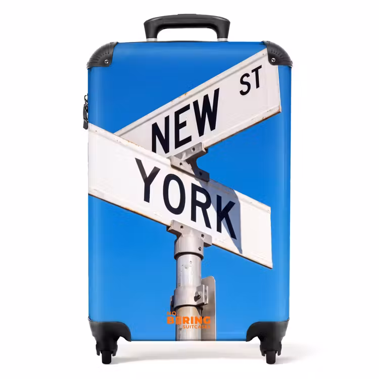 Koffer - New York - Straatbord - Stad - Urban - Blauw - New York - Straatbord - Stad - Urban - Blauw NBS - Handbagage koffer - Volwassenen Unisex middel