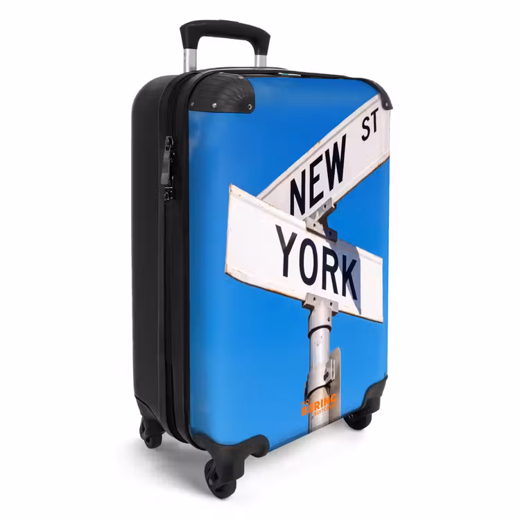 Koffer - New York - Straatbord - Stad - Urban - Blauw - New York - Straatbord - Stad - Urban - Blauw NBS - Handbagage koffer - Volwassenen Unisex middel