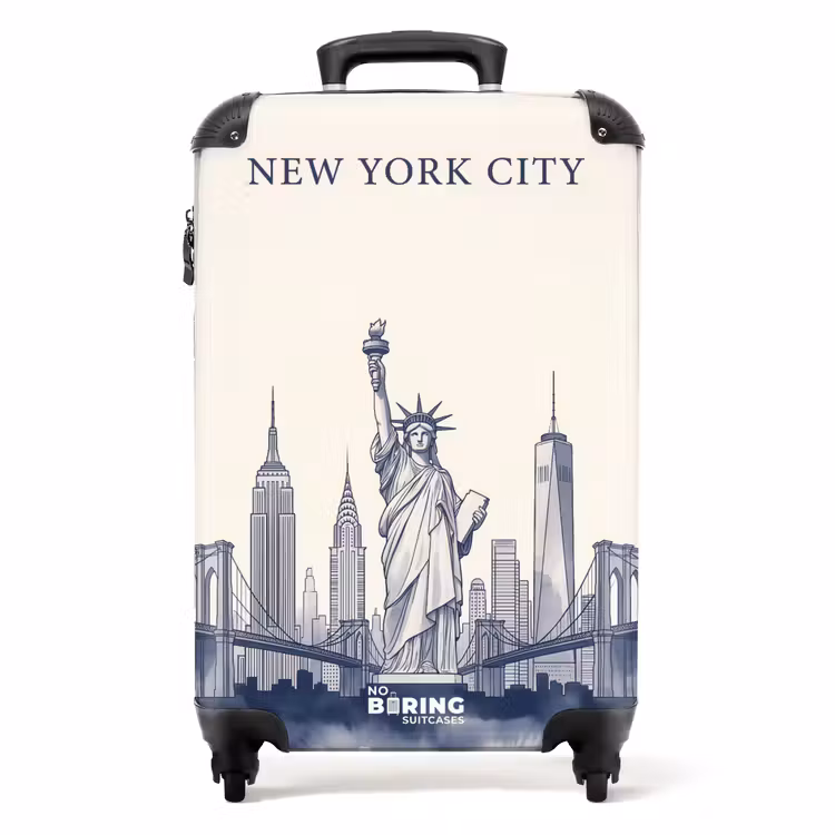 Koffer - New York - Vrijheidsbeeld - Skyline - Illustratie - Blauw - New York - Vrijheidsbeeld - Skyline - Illustratie - Blauw NBS - Handbagage koffer - Volwassenen Unisex middel