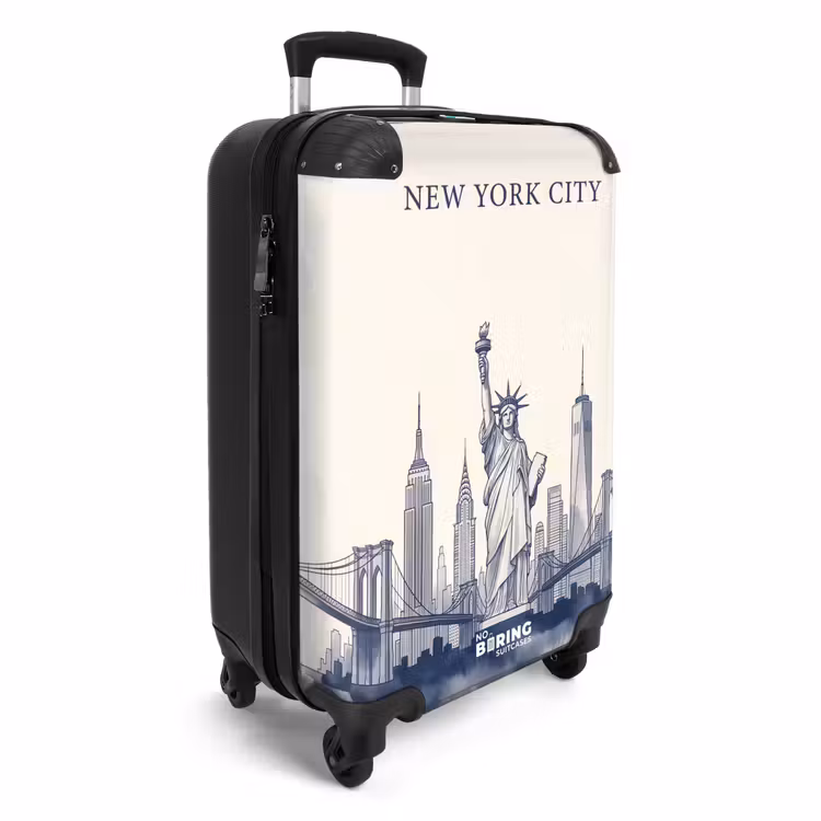 Koffer - New York - Vrijheidsbeeld - Skyline - Illustratie - Blauw - New York - Vrijheidsbeeld - Skyline - Illustratie - Blauw NBS - Handbagage koffer - Volwassenen Unisex middel