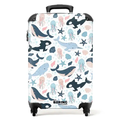 Oceaan dieren kleurrijk NBS - Handbagage koffer - Kinderen Unisex middel -productfoto_recht