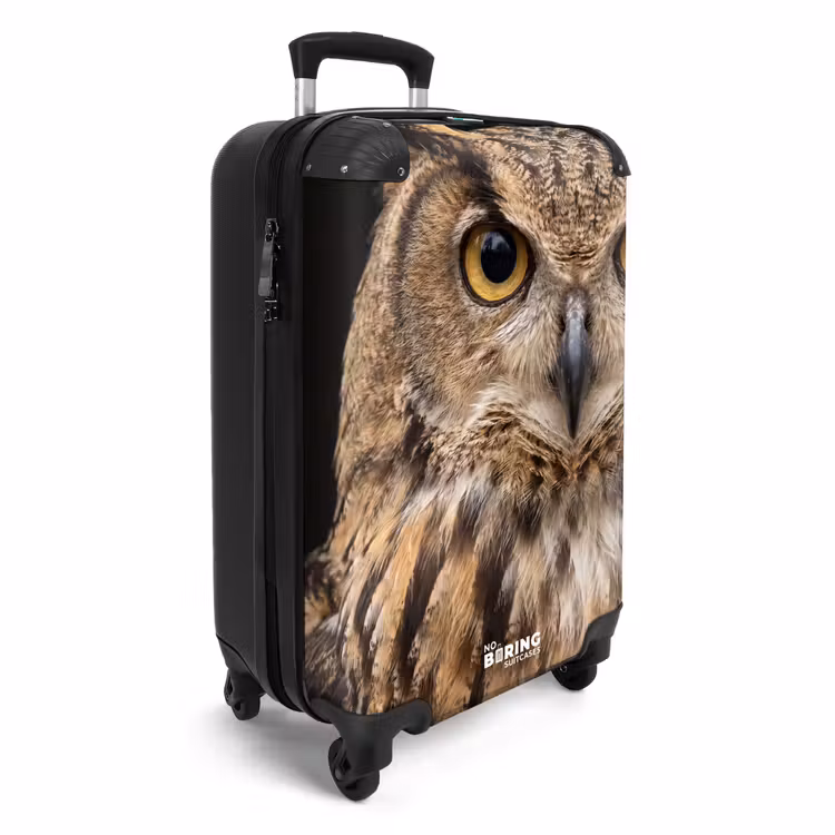 Koffer - Oehoe - Uil - Portret - Bruin - Oehoe - Uil - Portret - Bruin NBS - Handbagage koffer - Volwassenen Unisex middel