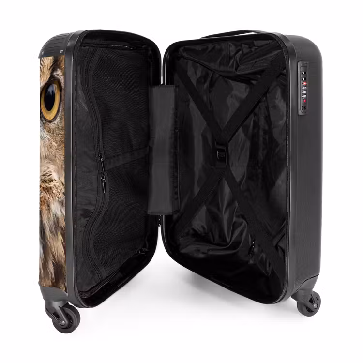 Koffer - Oehoe - Uil - Portret - Bruin - Oehoe - Uil - Portret - Bruin NBS - Handbagage koffer - Volwassenen Unisex middel