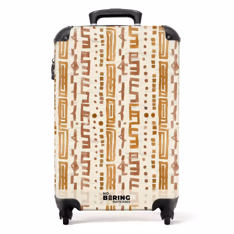 Koffer - Okergeel - Etnisch - Ambachtelijk - Patroon - Okergeel - Etnisch - Ambachtelijk - Patroon NBS - Handbagage koffer - Volwassenen Unisex middel