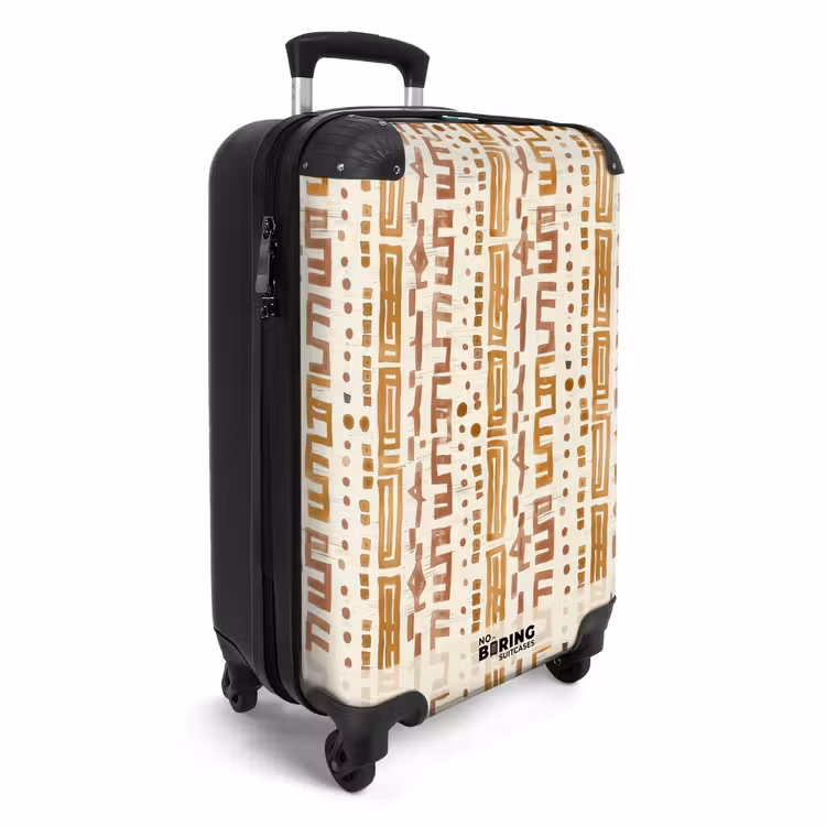 Koffer - Okergeel - Etnisch - Ambachtelijk - Patroon - Okergeel - Etnisch - Ambachtelijk - Patroon NBS - Handbagage koffer - Volwassenen Unisex middel