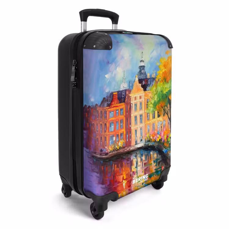 Olieverf - Amsterdam - Kunst - Kleurrijk NBS - Handbagage koffer - Unisex middel -productfoto_3d