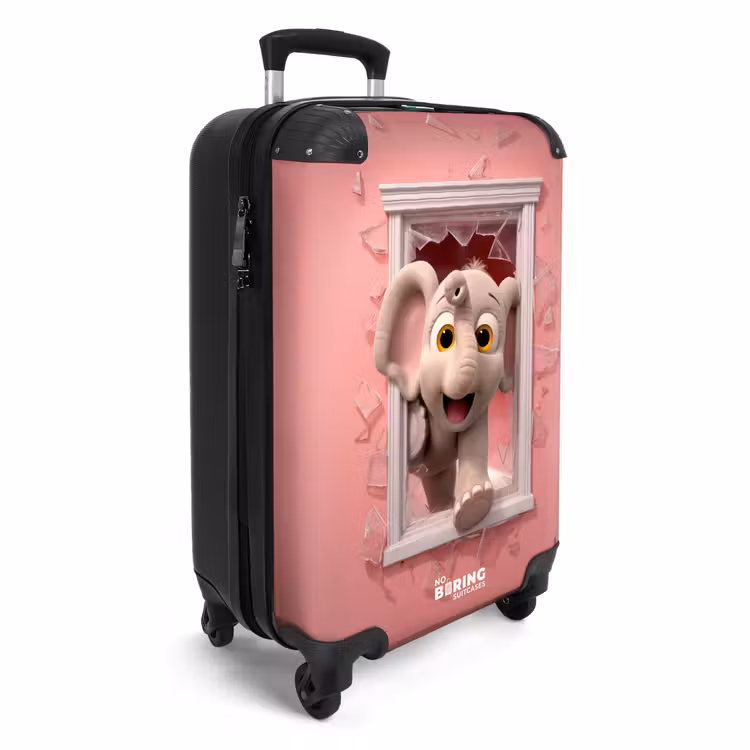 Olifant breekt door roze raam met glas NBS - Handbagage koffer - Kinderen Unisex middel -productfoto_3d