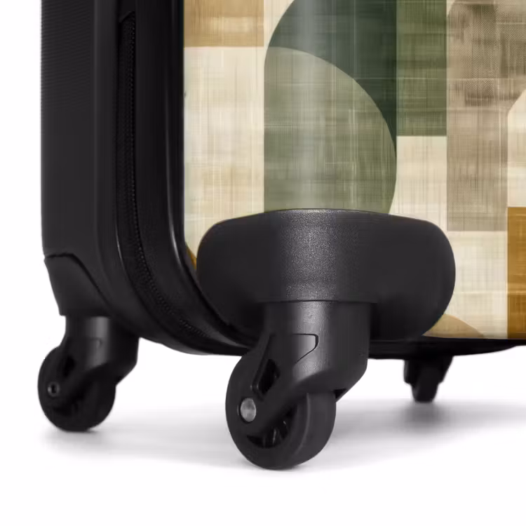 Koffer - Olijfgroen - Geometrisch - Abstract - Mid-Century - Linnen - Patroon - Olijfgroen - Geometrisch - Abstract - Mid-Century - Linnen - Patroon NBS - Handbagage koffer - Volwassenen Unisex middel