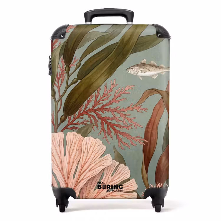 Koffer - Onderwater - Planten - Vis - Vintage - Groen - Onderwater - Planten - Vis - Vintage - Groen NBS - Handbagage koffer - Volwassenen Unisex middel