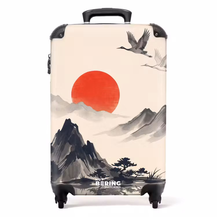 Koffer - Oosters - Kraanvogels - Landschap - Oosters - Kraanvogels - Landschap NBS - Handbagage koffer - Volwassenen Unisex middel