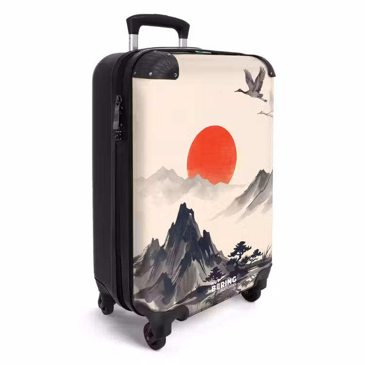 Koffer - Oosters - Kraanvogels - Landschap - Oosters - Kraanvogels - Landschap NBS - Handbagage koffer - Volwassenen Unisex middel