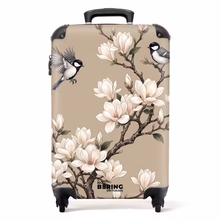Koffer - Oosters - Vogels - Beige - Oosters - Vogels - Beige NBS - Handbagage koffer - Volwassenen Unisex middel