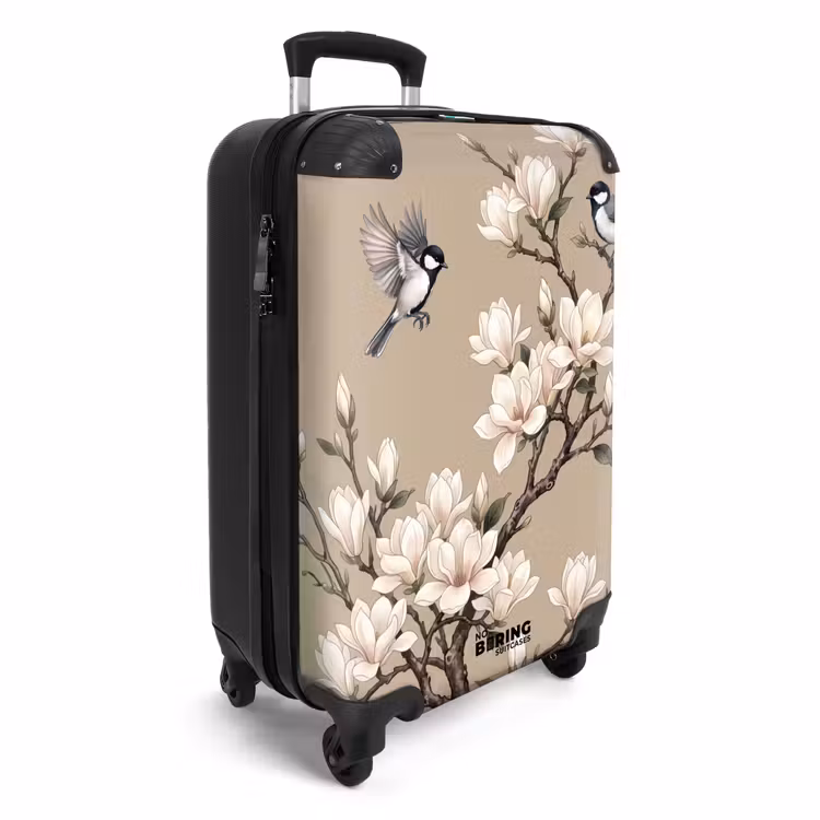 Koffer - Oosters - Vogels - Beige - Oosters - Vogels - Beige NBS - Handbagage koffer - Volwassenen Unisex middel