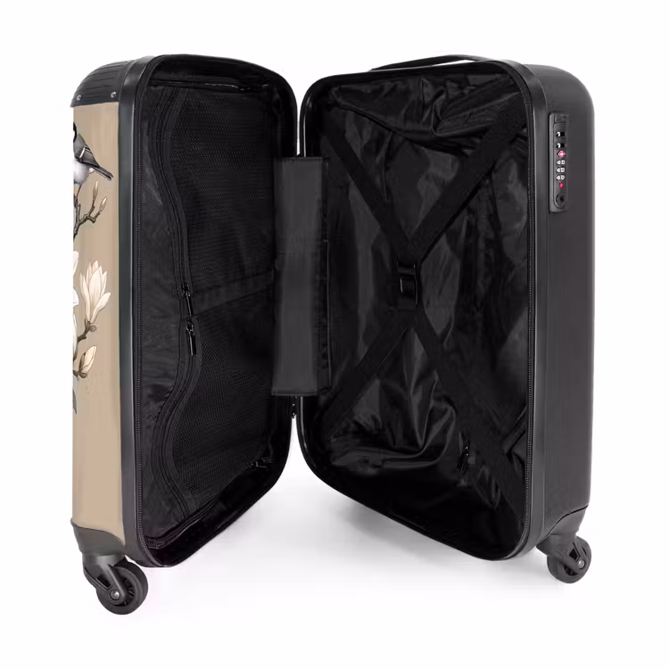 Koffer - Oosters - Vogels - Beige - Oosters - Vogels - Beige NBS - Handbagage koffer - Volwassenen Unisex middel