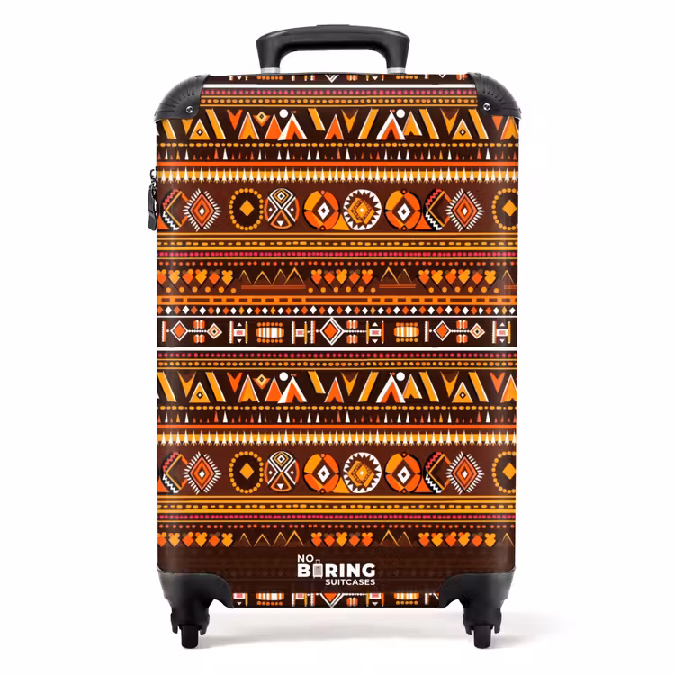 Koffer - Oranje - Etnisch - Tribaal - Geometrisch - Patroon - Oranje - Etnisch - Tribaal - Geometrisch - Patroon NBS - Handbagage koffer - Volwassenen Unisex middel
