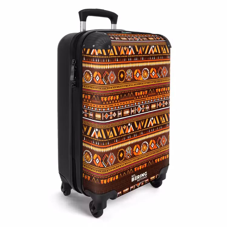 Koffer - Oranje - Etnisch - Tribaal - Geometrisch - Patroon - Oranje - Etnisch - Tribaal - Geometrisch - Patroon NBS - Handbagage koffer - Volwassenen Unisex middel