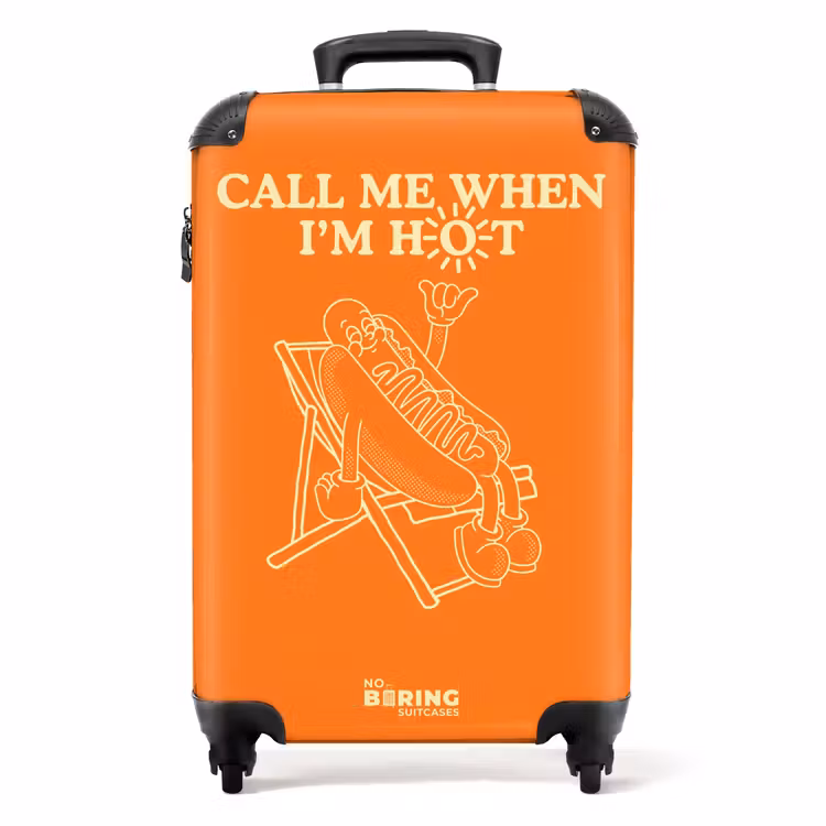 Koffer - Oranje - Hotdog - Zon - Wit - Oranje - Hotdog - Zon - Wit NBS - Handbagage koffer - Volwassenen Unisex middel