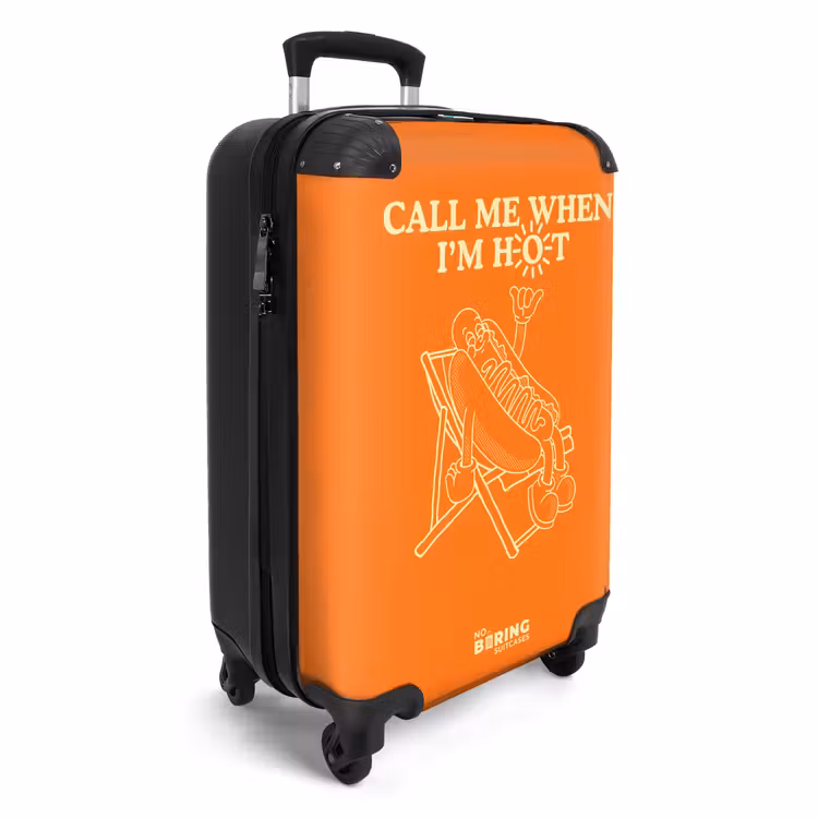 Koffer - Oranje - Hotdog - Zon - Wit - Oranje - Hotdog - Zon - Wit NBS - Handbagage koffer - Volwassenen Unisex middel