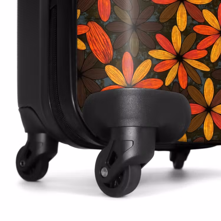 Koffer - Oranje - Retro - Bloemen - Herfst - Oranje - Retro - Bloemen - Herfst NBS - Handbagage koffer - Volwassenen Unisex middel