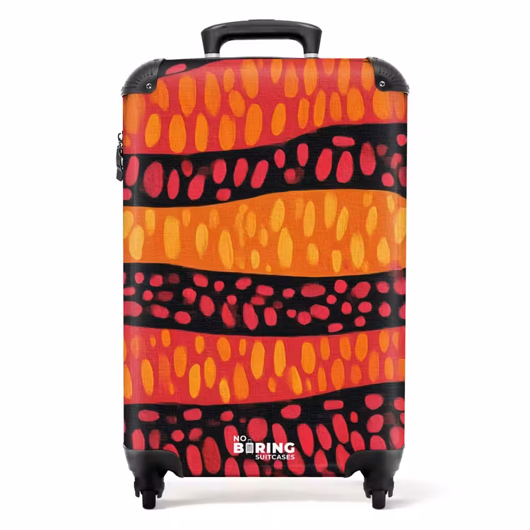 Koffer - Oranje - Roze - Expressief - Patroon - Oranje - Roze - Expressief - Patroon NBS - Handbagage koffer - Volwassenen Unisex middel