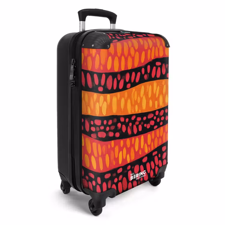 Koffer - Oranje - Roze - Expressief - Patroon - Oranje - Roze - Expressief - Patroon NBS - Handbagage koffer - Volwassenen Unisex middel